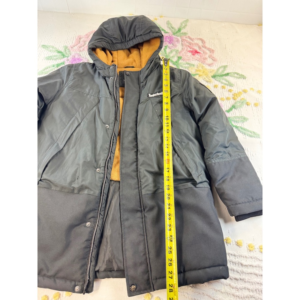 Timberland Kids Black Hooded Parka Fleece Lined Jacket Size M 10/12 - Picture 4 of 12